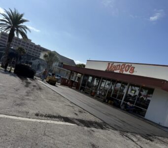 Newly paved commercial parking lot at storefront Jacksonville
